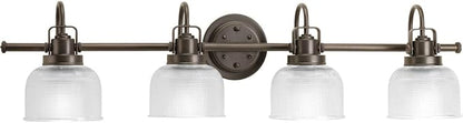 Progress Lighting Archie Collection 4-Light Clear Double Prismatic Glass Coastal Bath Vanity Light Venetian Bronze