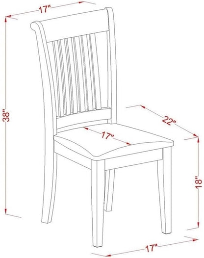 East West Furniture POC-OAK-C Portland Dining Chairs - Linen Fabric Upholstered Solid Wood Chairs, Set of 2, Oak