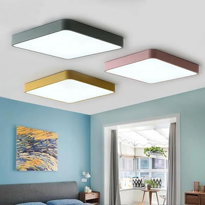 LED Ceiling Light Fixture,16 Inch Modern Square Recessed Ceiling Lights, Dimmable Light,36W Pink Close to Ceiling Lighting Flush Mount Living Room Bedroom,3000K-6000K