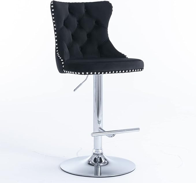 Modern Dining Chair with Back, Sturdy Stable Kitchen Side Chair Set for Dining Room, Mid-Century Luxury Furniture with Easy Assembly for Home Pub and Kitchen Island,Black-Foam-2PC-2