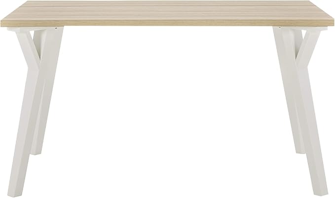 White and Natural Wood Rectangular Dining Table by Alwynn Ideal for Dining Rooms and Kitchen Islands