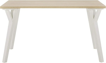White and Natural Wood Rectangular Dining Table by Alwynn Ideal for Dining Rooms and Kitchen Islands
