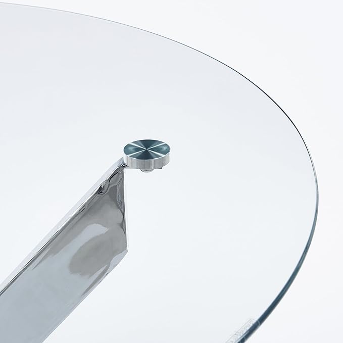 Round Glass Dining Table 35.4'' Inch Modern Round Kitchen Table with Metal Legs Durable Stylish Dinner Table for Dining Room Kitchen
