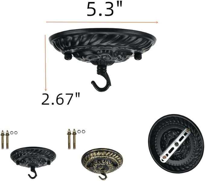 5 Inches Retro Style Steel Light Canopy Kit,Ceiling Light Fixture Canopy for Pendant Light,Matte Black