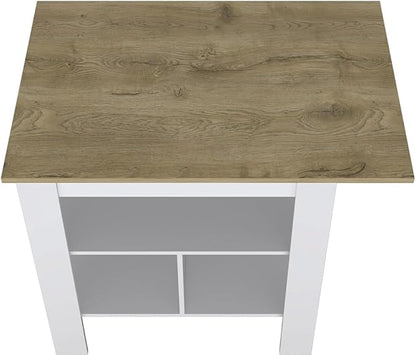Kitchen Island Kitchen Table 35" H with 3 Open Shelves Large Robust Top Surface Sleek Sophisticated Design for Extra Counter Space Practical
