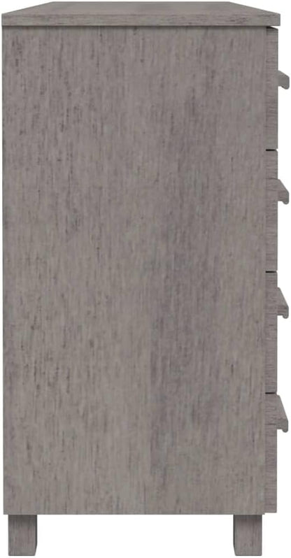 Light Grey Solid Pine Wood Sideboard, 44.5" Modern Buffet Cabinet with 2 Doors and 4 Drawers, Living Room Storage Furniture Kitchen Furnitur