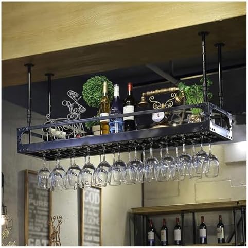 Vintage Ceiling Wine Glass Rack, Adjustable Metal Stemware Holder, Creative Hanging Storage Organizer for Bar, Cafe, Kitchen Island - Perfect for Wine Lovers!