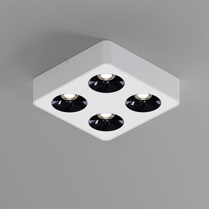 JAYMP Square Modern LED Ceiling Spotlight 3000K Dimmable White Surface Mount Focus Down Light for Living Room Hallway Laundry Room (White, Quadruple Lamp)