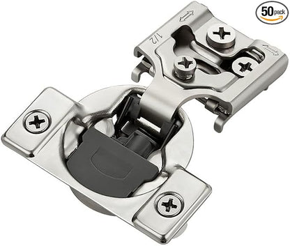 HOME EDIT 50 Pack 25 Pairs 1/2 inch Overlay Soft Close Cabinet Hinges for Kitchen, Stainless Steel Three-Way Adjustable, Concealed Self-Closing Door Hinges