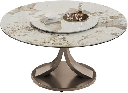 Modern Sintered Stone Dining Table for 4-6, Luxury Rectangular Kitchen Dinette with Faux Marble Top & Heavy-Duty Metal Legs, Heat-Resistant Furniture for Dining Room (59")