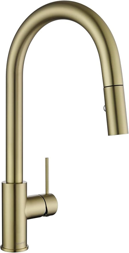 AguaStella AS60CB Brushed Gold Softly Kitchen Sink Faucet with Pull Down Sprayer Single Handle