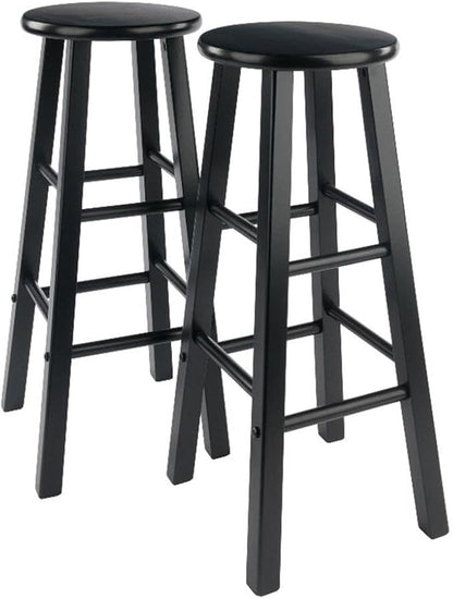 Winsome Element 2-Piece Counter Stool Set, 29" in Black, Classic Backless Bar Chairs for Kitchen & Dining Room Seating, Timeless Essential Furniture for Home, Dorm, Apartments