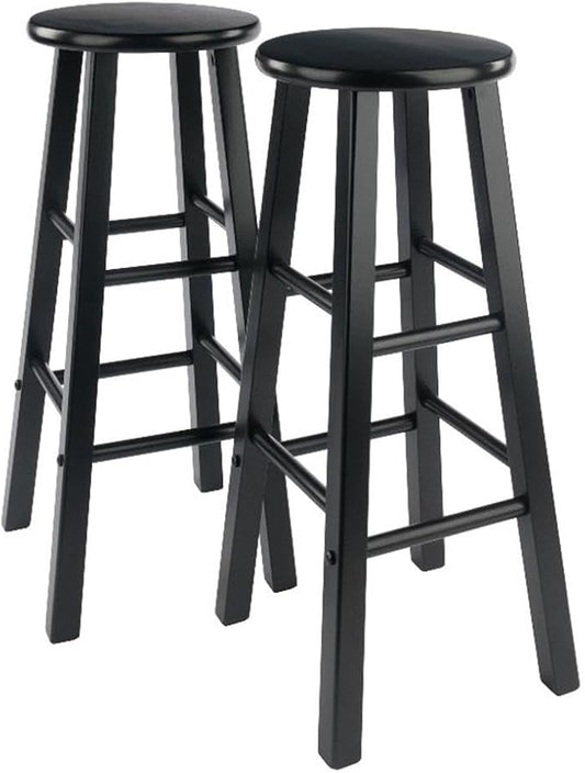 Winsome Element 2-Piece Counter Stool Set, 29" in Black, Classic Backless Bar Chairs for Kitchen & Dining Room Seating, Timeless Essential Furniture for Home, Dorm, Apartments