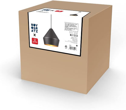 Globe Electric 65841 Amara 1-Light Pendant Lighting, Matte Black, Gold Interior, Bulb Not Included