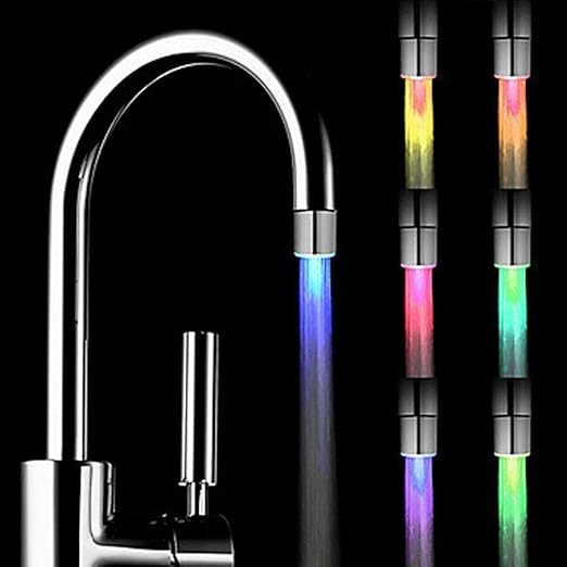 SNOMYRS 7-Color Change Automatically LED Water Faucet Light - Color Changing Tap for Kitchen and Bathroom (7 Color-3PC)