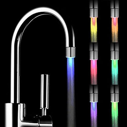 SNOMYRS 7-Color Change Automatically LED Water Faucet Light - Color Changing Tap for Kitchen and Bathroom (7 Color-3PC)