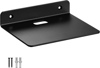 Small Floating Shelf – 6 Inch, Black Metal Wall Mount, Floating Wall Shelves for Router, Camera, Plants, Bathroom, Kitchen, Office Storage