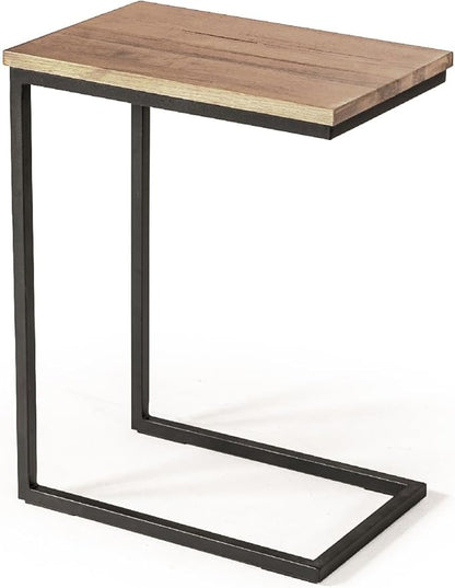 Wycian Sofa Side End Table, Brown Island Table for Kitchen Metal Living Room Bedroom Dining Rooms Garden 1PC