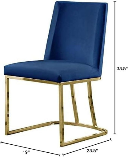 Modern Chairs Set of 2, Chrome Side Chairs & Counter Stools with Ring Pull Back, Luxury Upholstered Chairs for Kitchen Island, Dining Room & Home Bar (Velvet, Navy Blue/Silver, Side Chair)