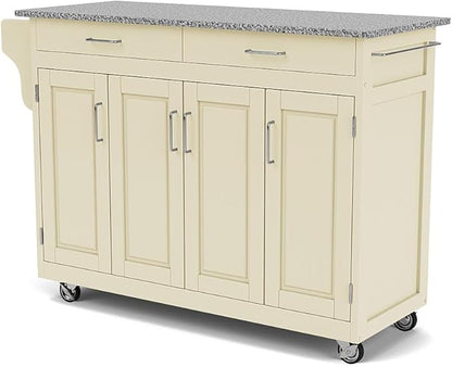 Homestyles Create Kitchen Cart, Gray Granite Top, Off White