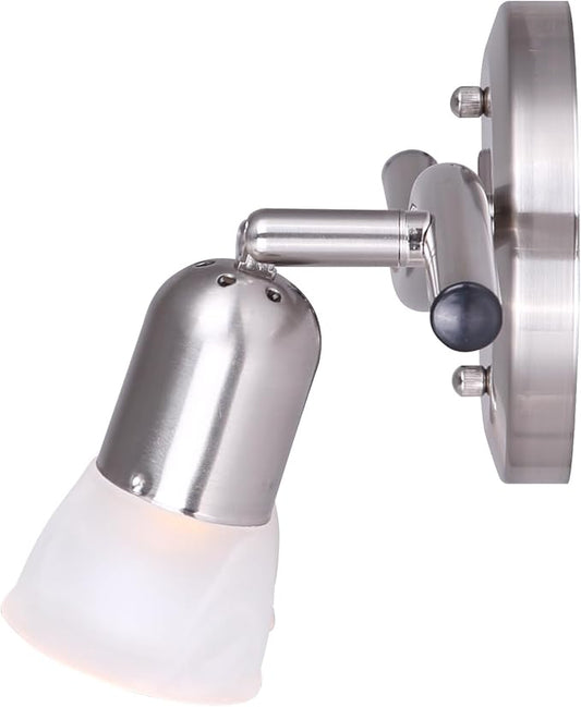 Canarm James 2-Light Track Lighting, Silver Finish, Adjustable Alabaster Glass Shades, 15" Wide Industrial Ceiling Spotlight for Kitchen, Living Room, Hallway