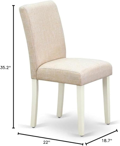 East West Furniture ABP2T02 Abbott Parson Dining Room Chairs - Light Beige Linen Fabric Upholstered Chairs, Set of 2, Linen White