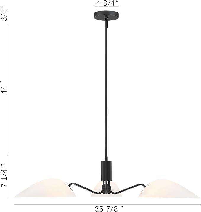 MEXO Modern Glass Chandeliers, Sputnik Chandelier Black Pendant Lighting Fixture Glass Shade Ceiling Light for Dining Room Kitchen Island