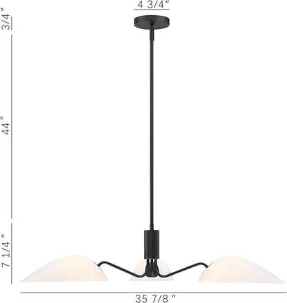 MEXO Modern Glass Chandeliers, Sputnik Chandelier Black Pendant Lighting Fixture Glass Shade Ceiling Light for Dining Room Kitchen Island