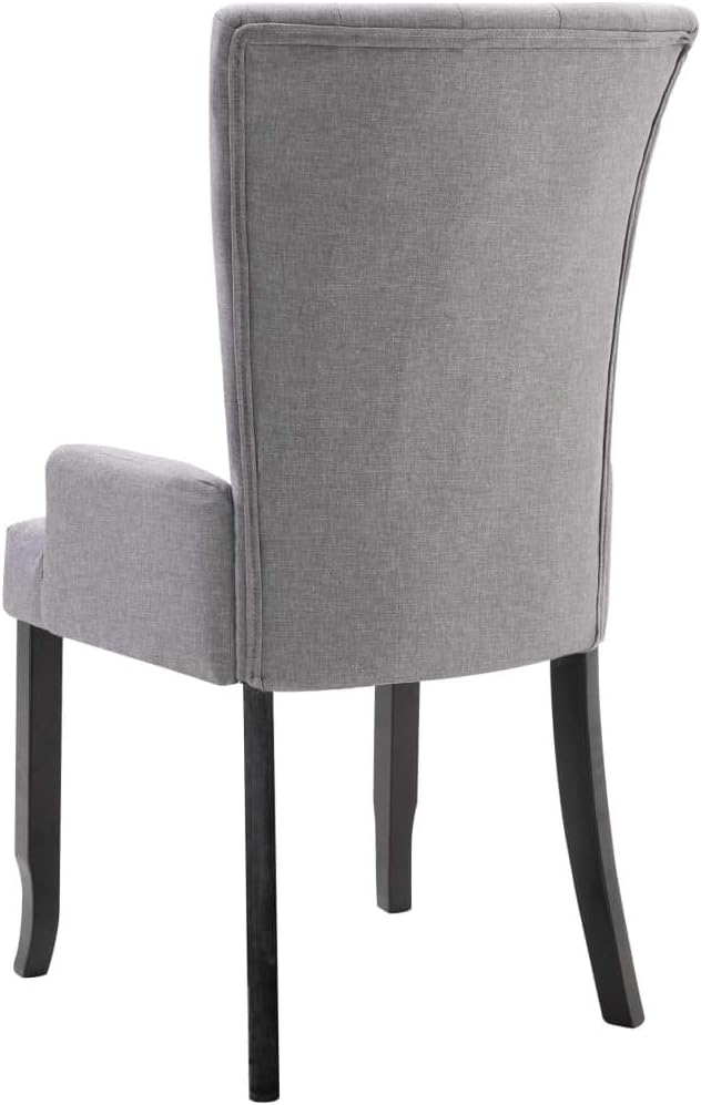 Dining Chairs Set of 2 Light Grey Polyester Solid Oak Legs 21.3"x22"x41.7" Modern Farmhouse Accent Seating for Kitchen Dining Room or Vanity Corner