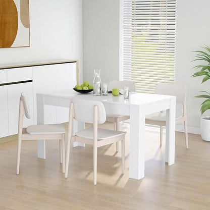 Dining Table White Engineered Wood Rectangular 55"x30" Modern Simple Kitchen Table for 6 Seating Indoor Spaces