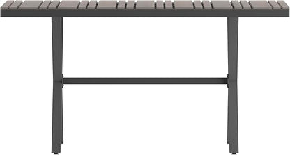 Flash Furniture Finch Commercial Grade X-Frame Outdoor Dining Table 59" x 35.5" with Faux Teak Poly Slats and Metal Frame, Gray/Gray