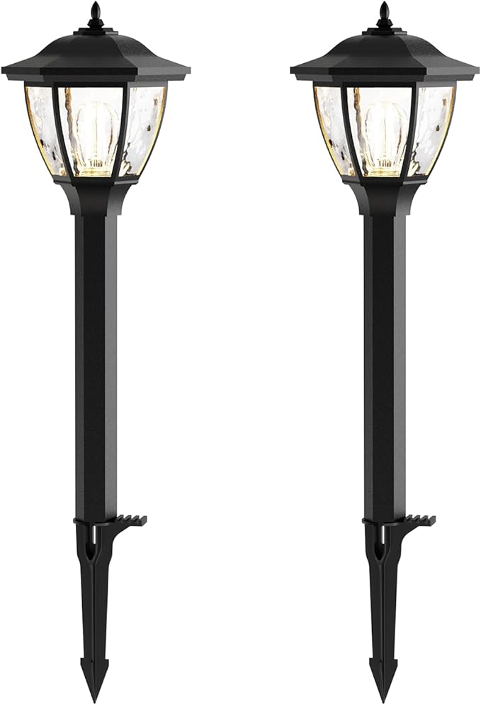 GOODSMANN Landscape Lighting 2PK Pathway Lights Low Voltage 1 Watt LED 12V AC Landscape Lights 40 Lumen 2700K Warm White with Replaceable Led Bulbs Cable Connectors