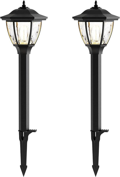 GOODSMANN Landscape Lighting 2PK Pathway Lights Low Voltage 1 Watt LED 12V AC Landscape Lights 40 Lumen 2700K Warm White with Replaceable Led Bulbs Cable Connectors