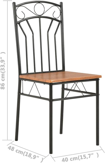 Mid-Century Modern Dining Chairs Set of 4, Brown & Black MDF and Steel Frame Kitchen Furniture with Smooth Finish and Ergonomic Design for Dining Room Kitchen Comedor