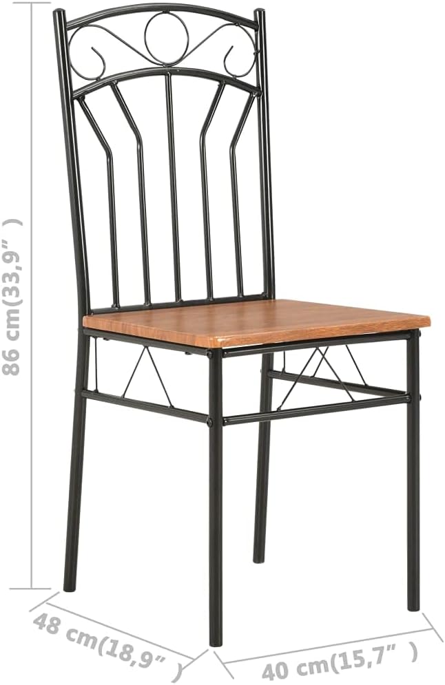 4 Pack Brown Modern Farmhouse Dining Chairs with Steel Frame, Mid-Century Kitchen Chairs Set of 4 for Dining Room Furniture, Sturdy MDF Board and Ergonomic Design