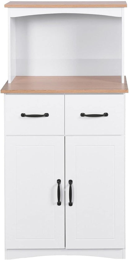 White Cupboard, Freestanding Multifunctional Kitchen Pantry Storage Cabinet with Drawers, Doors and Adjustable Shelf
