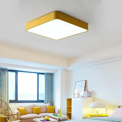 LED Ceiling Light Fixture,12 Inch Modern Square Recessed Ceiling Lights, Dimmable Light,24W Yellow Close to Ceiling Lighting Flush Mount Living Room Bedroom,3000K-6000K