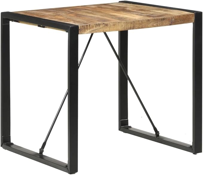 Solid Mango Wood Square Dining Table Brown 31.5x31.5 Inch Compact Kitchen Table for Small Spaces Seats 4 People Rustic Design Indoor Use