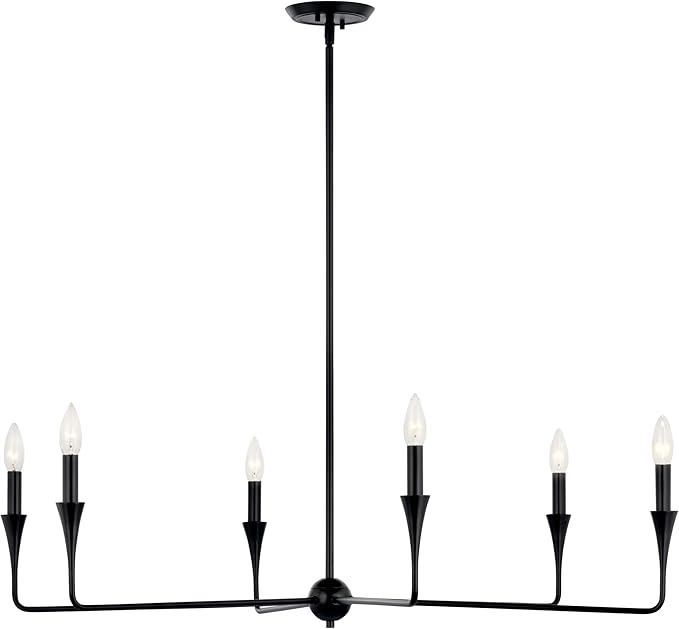 Kichler Alvaro 6-Light Chandelier, Soft Modern Light in Black, for Dining or Living Room, Office or Bedroom (19.25" x 40.25"), 52690BK