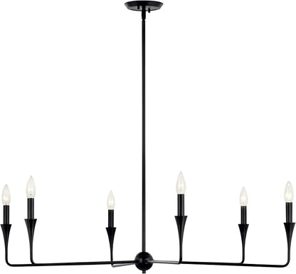 Kichler Alvaro 6-Light Chandelier, Soft Modern Light in Black, for Dining or Living Room, Office or Bedroom (19.25" x 40.25"), 52690BK