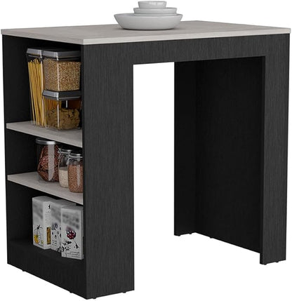 GOWE Harlan Kitchen Island, Counter Height Table Top with 3-Side Shelf