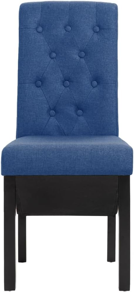 Set of 2 Blue Fabric Dining Chairs with Rubber Wood Frame, Modern Ergonomic Comfortable Design for Dining Room Kitchen Living Room Accent