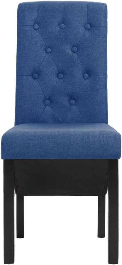 Set of 2 Blue Fabric Dining Chairs with Rubber Wood Frame, Modern Ergonomic Comfortable Design for Dining Room Kitchen Living Room Accent