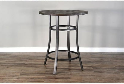 Pemberly Row 42" Mid-Century Wood Pub Table, Tobacco Leaf Finish, Mahogany Solids and Veneers, Metal Base, Powder-Coated Durable Design, 36" Square Counter Height Table for Small Spaces