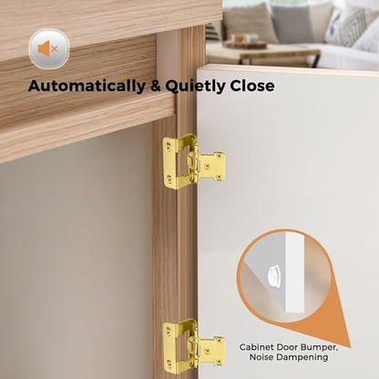 Ravinte 10 Pack 5 Pairs Semi-Overlay 1/2 inch Self-Closing Face Frame Cabinet Hinges Gold Half Wrap-Around Kitchen Door Hinges Face Mount Cabinet Hardware