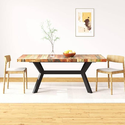 Reclaimed Wood Dining Table, 70.9"x35.4"x29.9", Seats 6, Rustic Lacquered, Small-Space Kitchen/Living Room