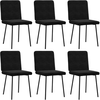 6-Piece Black Velvet Dining Chairs Set with Metal and Wood Frame, Modern Accent Chairs for Kitchen, Dining Room, Living Room, Farmhouse Style, Comfortable Seat & Sturdy Construction