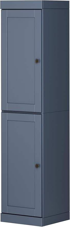 Palace Imports Solid Wood Kitchen Pantry - Narrow Storage Cabinet -Shaker Doors, Adjustable Shelves, Antique Blue, 16.5" Wide x 71.5" Tall, 100% Eco-Friendly Wood, Modular Cabinet