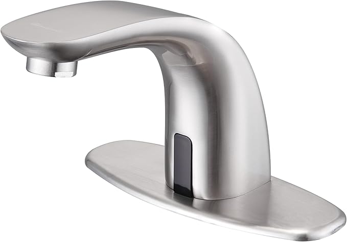 Charmingwater Touchless Bathroom Sink Faucet with Hole Cover Plate, Brushed Nickel