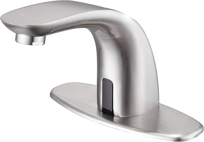 Charmingwater Touchless Bathroom Sink Faucet with Hole Cover Plate, Brushed Nickel